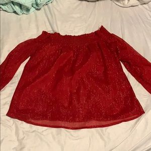 BRIGHT RED GLITTER BLOUSE